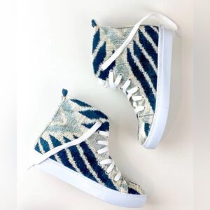 💥PRICE DROP💥 SILK VELVET ICE BLUE CHEVRON HIGH TOPS